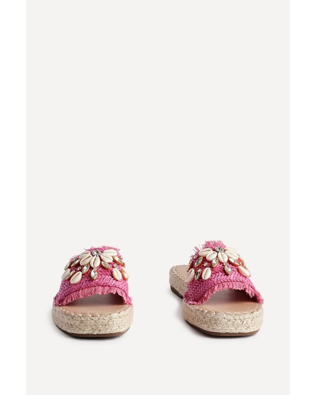 Linzi Pink Seaside Raffia Embellished Sliders