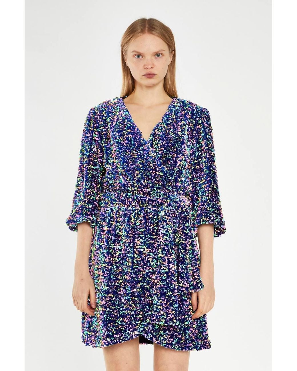Shnoo Blue Wrap Mini-Dress