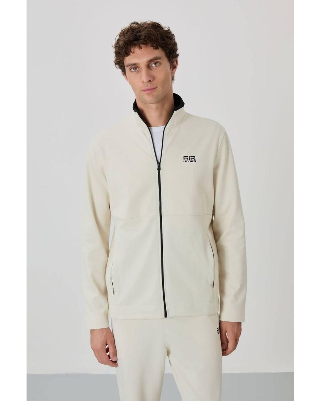 TOMMY LIFE Gray Zip-Collar Sweatshirt & Pants Set for men