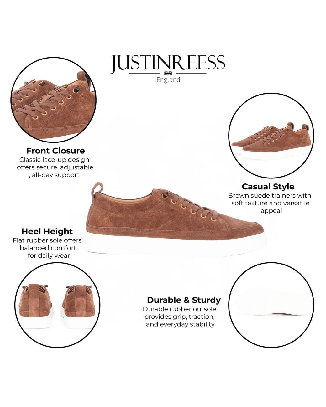 Infinity Leather Brown Justin Reess Suede Leather Trainers Sneakers for men