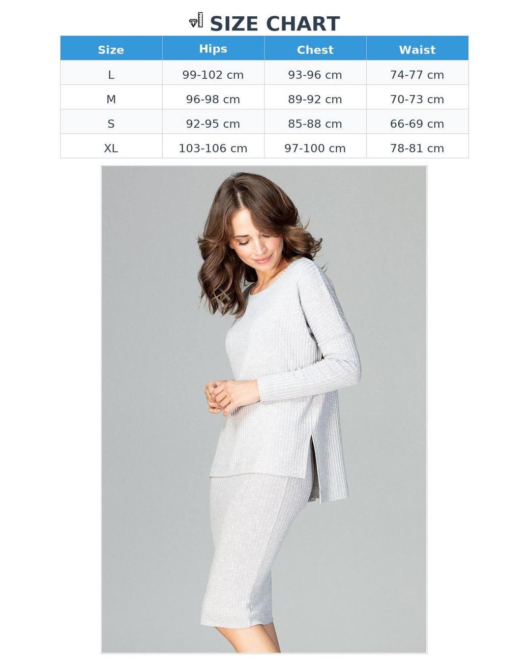 Love Lace Gray Straight Skirt & Long Sleeve Blouse Set