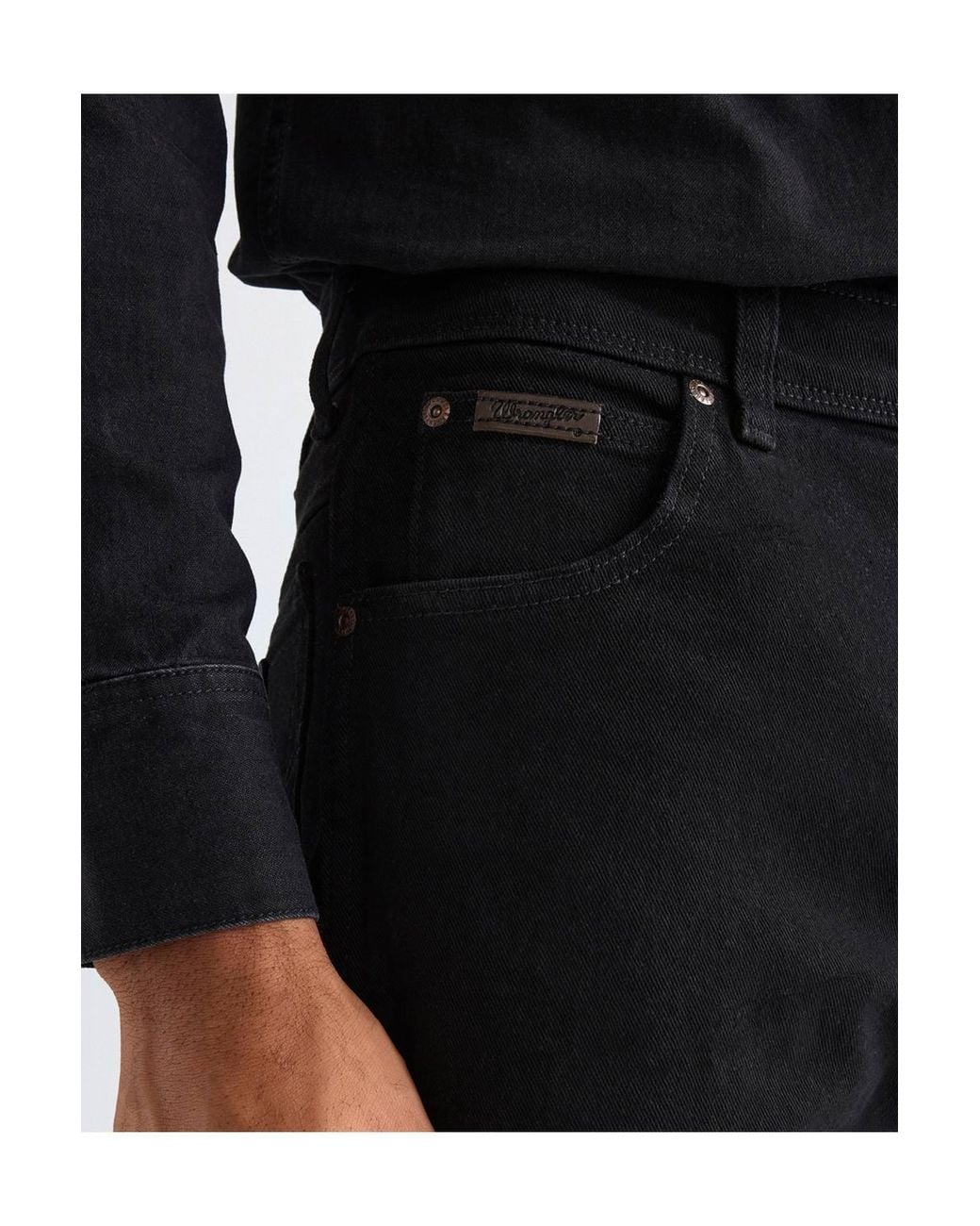 Wrangler Black Texas Regular Fit Jeans Overdye for men