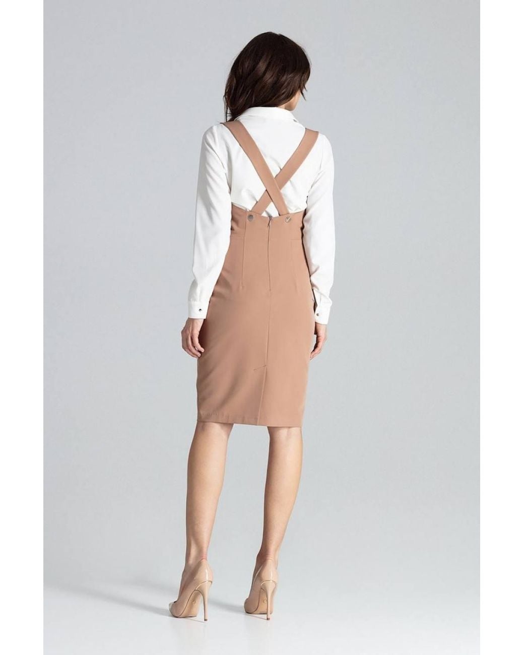 Love Lace Brown Sleeveless Fitted Midi Dress Open Back