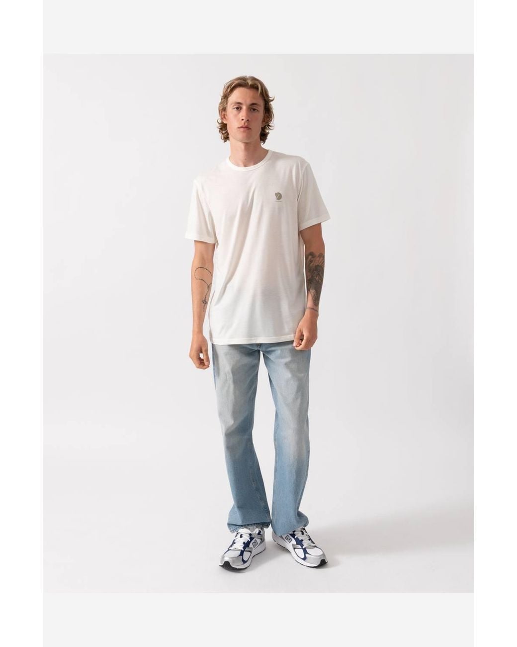 Fjallraven White Short Sleeve Crew Neck Logo Detail Top for men