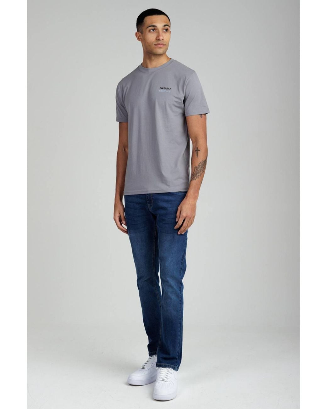 Firetrap Blue 3 Pack Regular Fit Cotton Crew T-Shirts for men