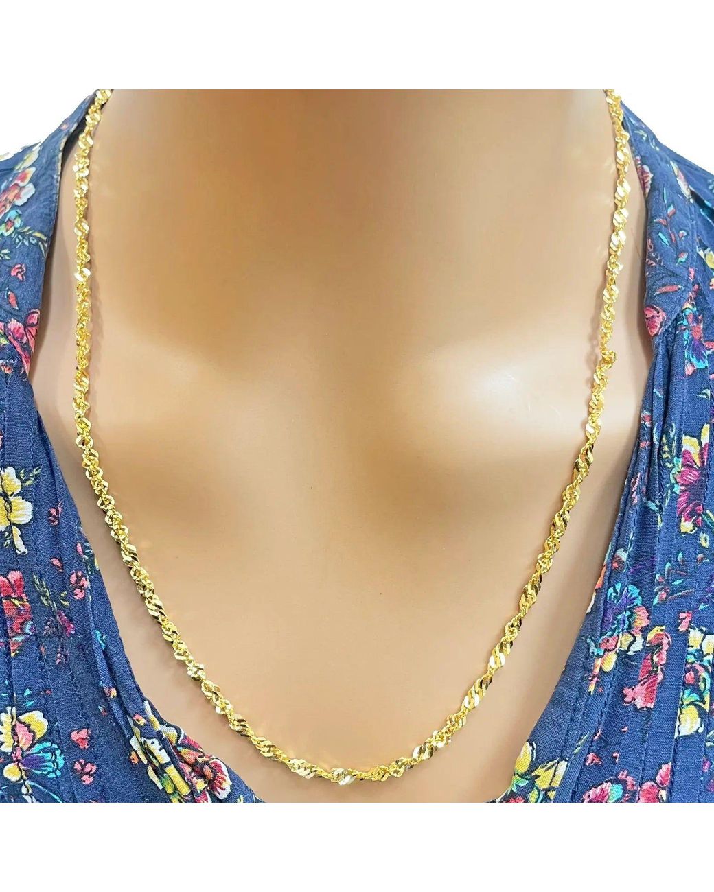Raina Jewels Metallic 22Ct Fancy Twisted Ripple Chain Necklace 22 Inches 3Mm Width