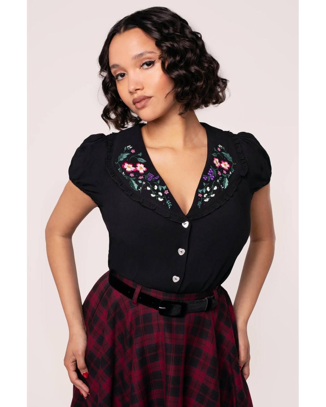 Hell Bunny Black Winnie 40S Style Blouse