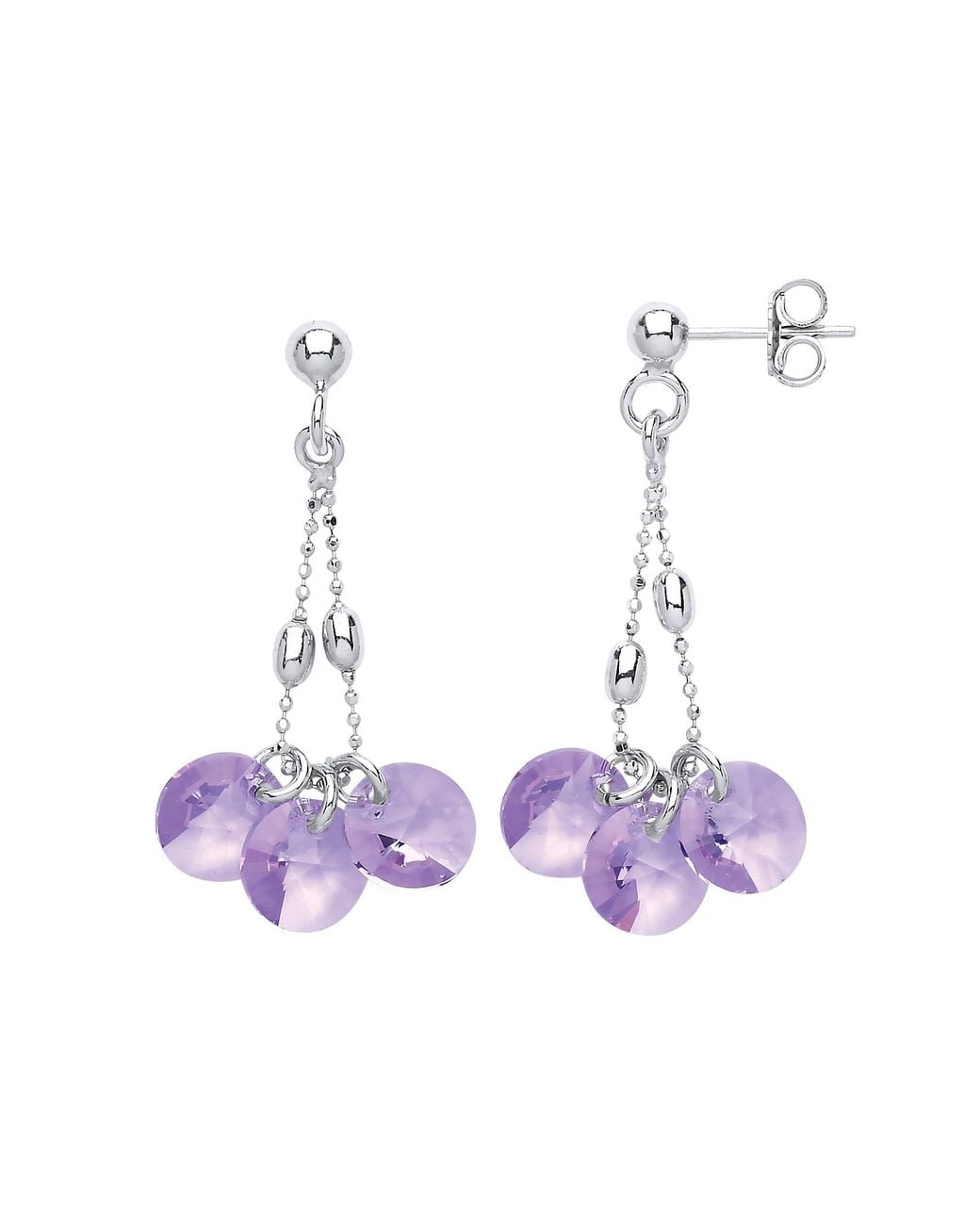 Jewelco London Purple Crystal String Lights Drop Earrings