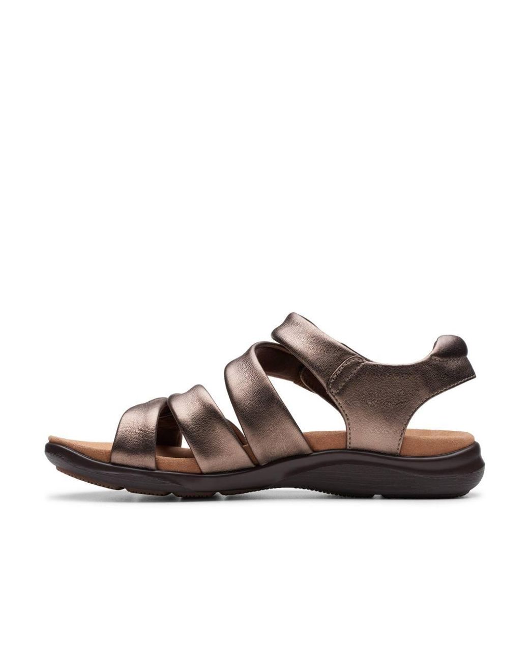 Clarks Brown Kitly Ave Bronze Leather Flat Sandals