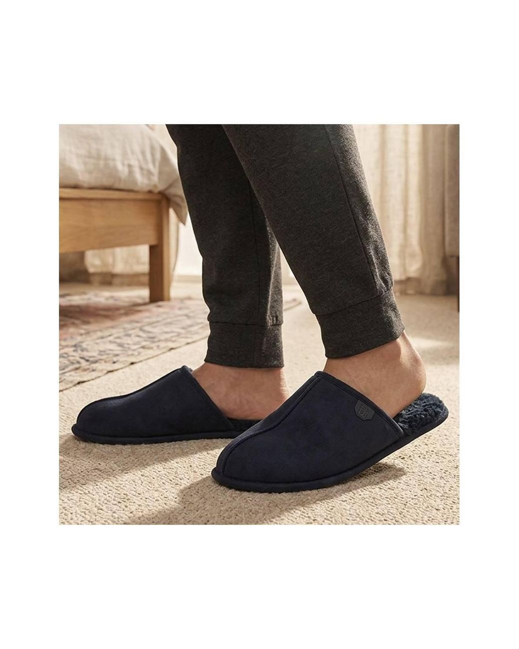 Pavers Blue Wide Fit Luxury Mule Slippers for men