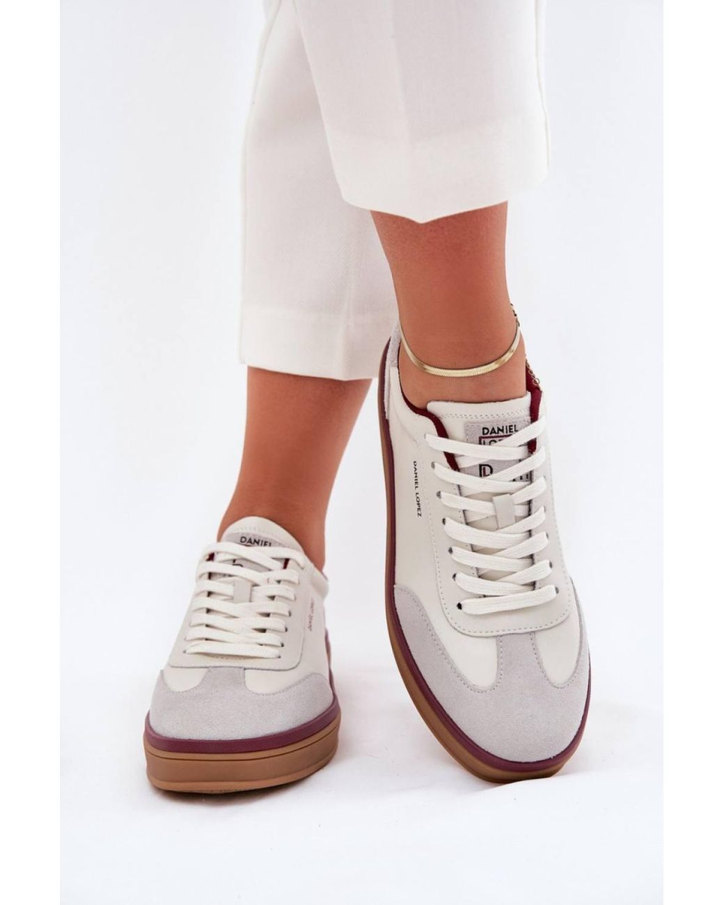 Love Lace White Suede Animal Print Comfortable Sports Trainers