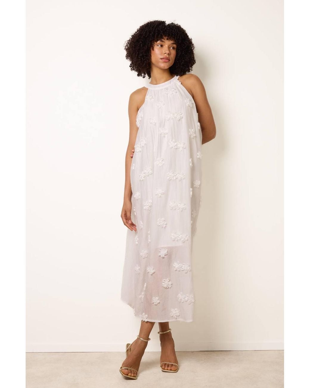 Blue Vanilla Natural Sleeveless Turtleneck Maxi Dress