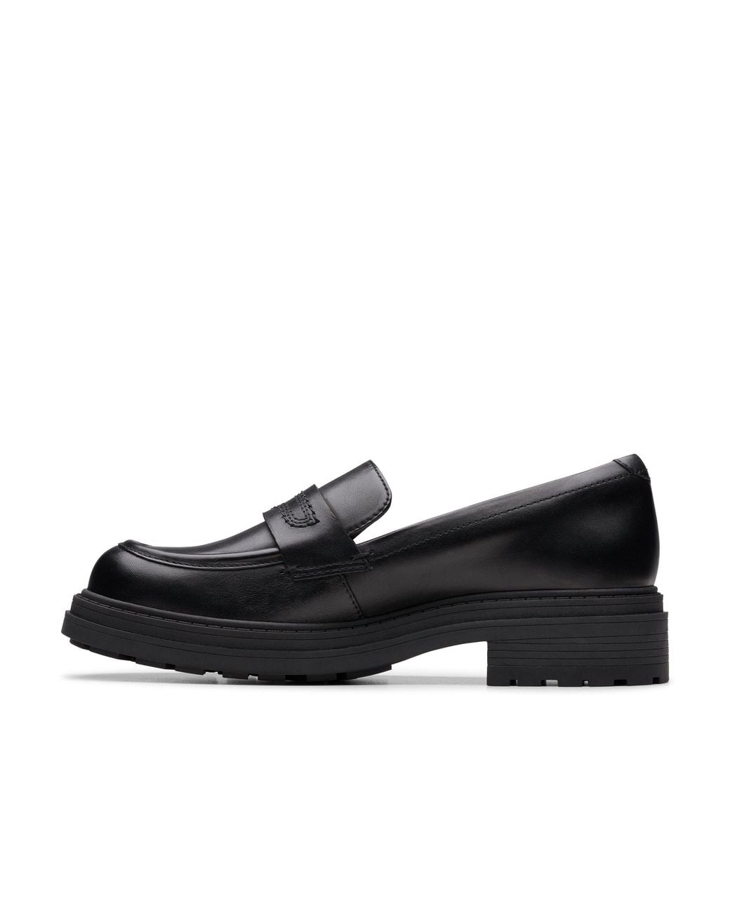 Clarks Black Orinoco3 Edge Leather Loafers, Slip Ons