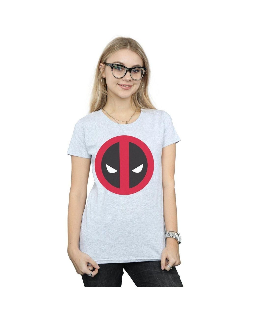 Marvel White Deadpool Large Clean Logo Cotton T-Shirt