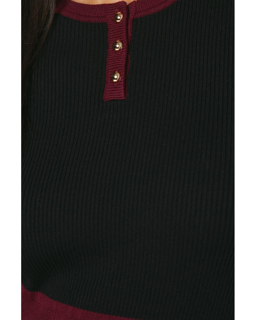 Wallis Black Fit And Flare Button Neck Knitted Dress