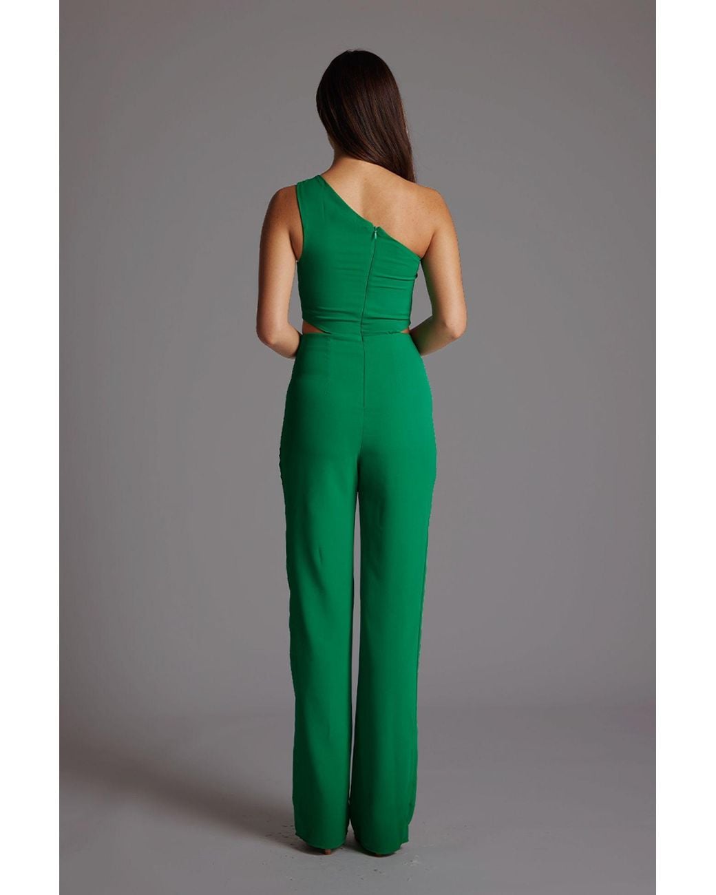 Vesper Green One Shoulder Wide Leg Jumpsuit