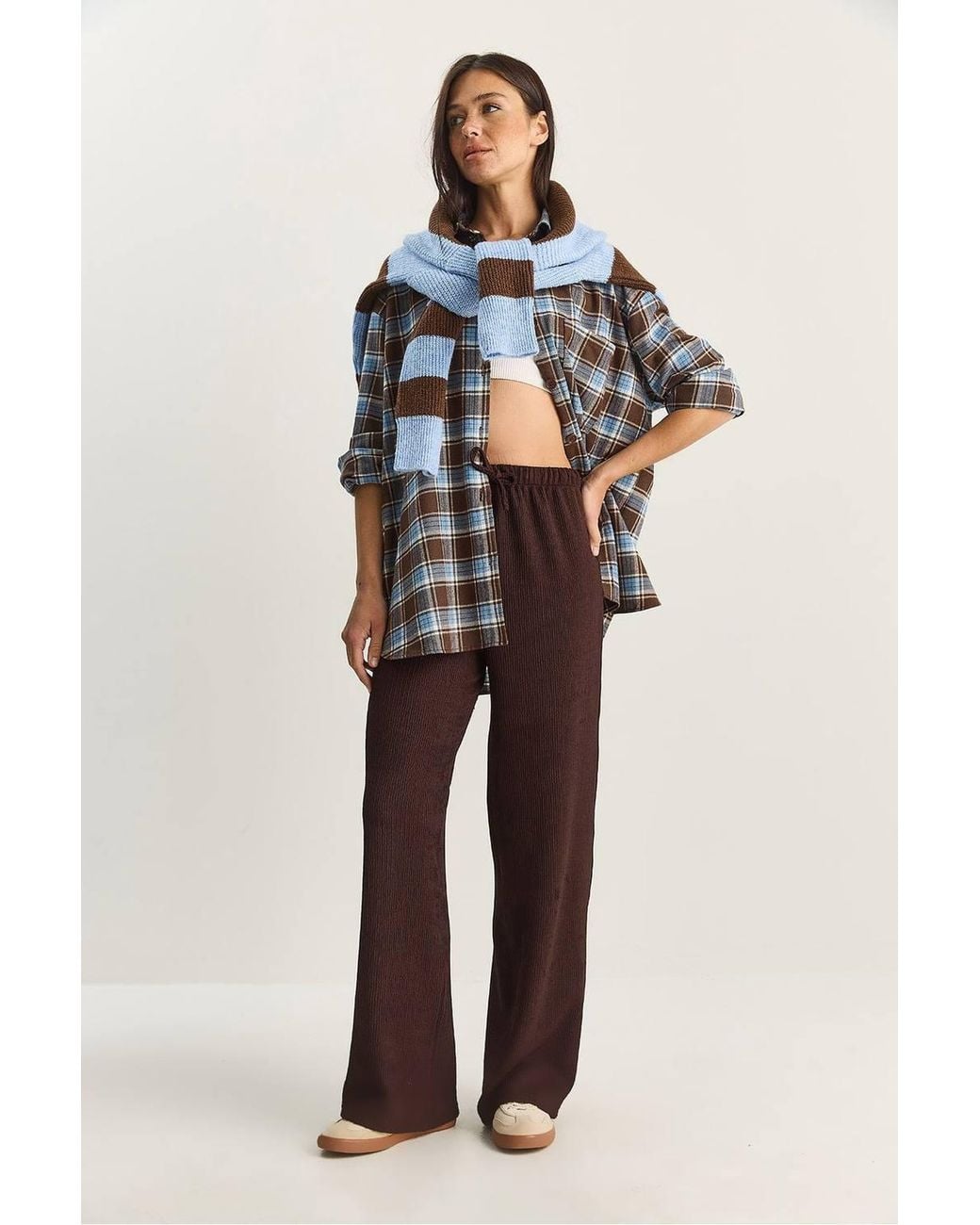 Bianco Lucci Blue High Waist Wide Leg Pants