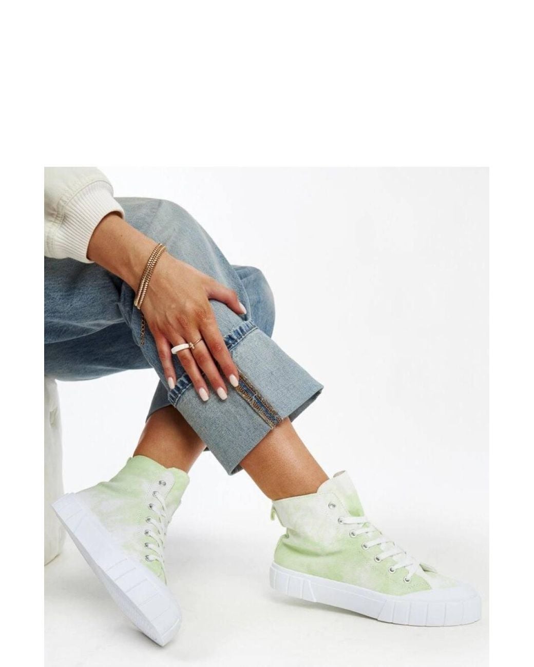 Love Lace Blue Light High Top Fabric Sneakers Laced With Rubber Sole