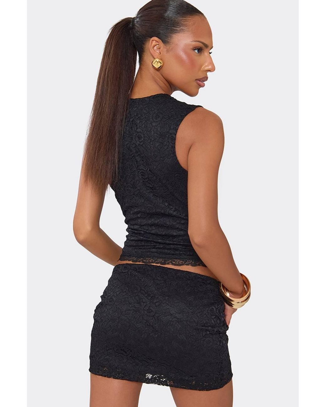 EGO Black Lace Low Rise Mini Skirt