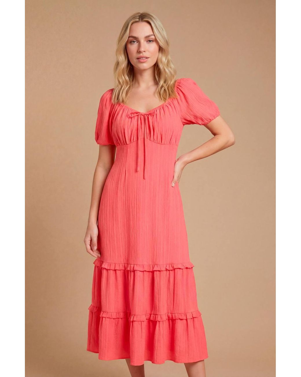 Dorothy Perkins Sweetheart Ruffle Tiered Hem Midi Dress