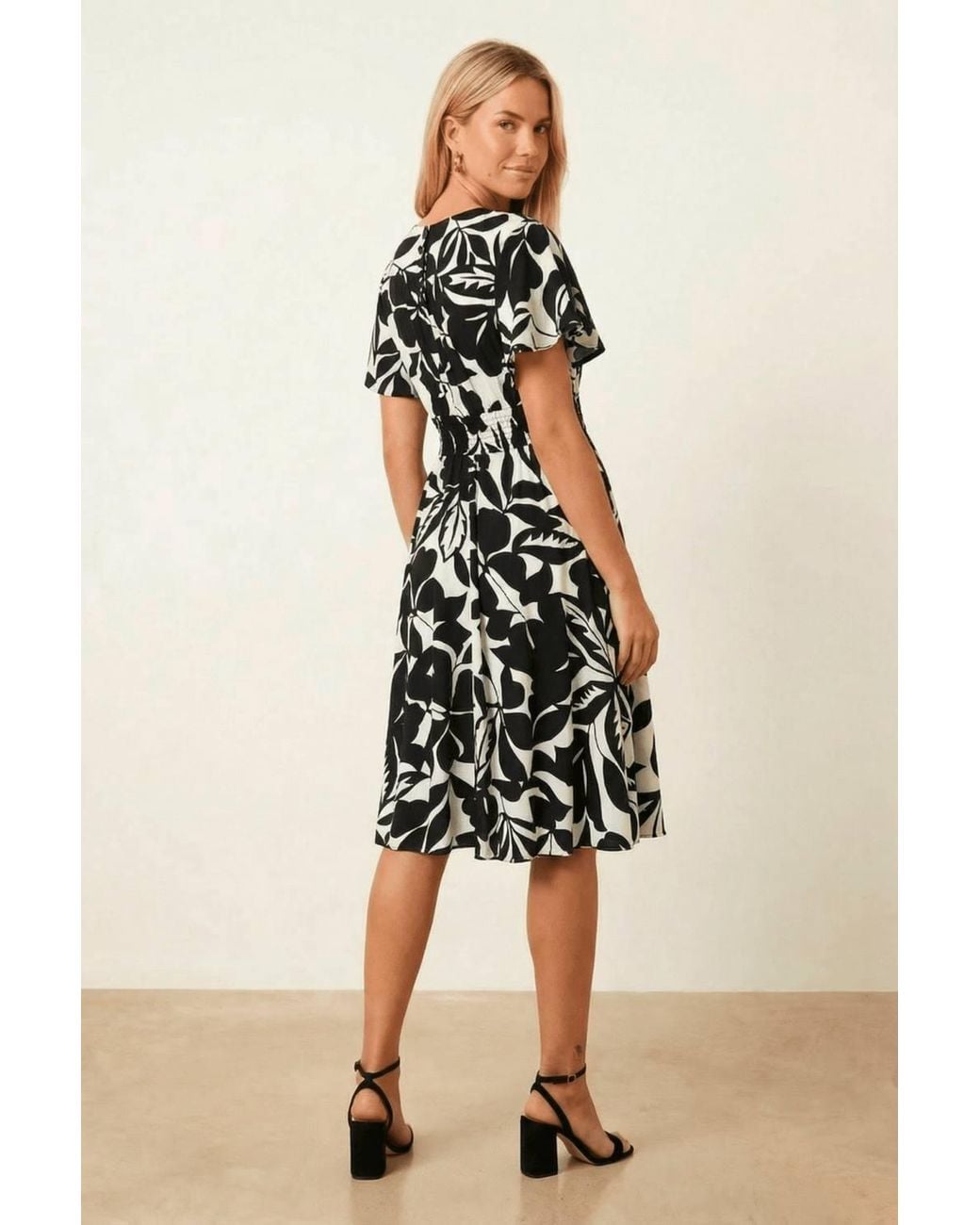 Style Cheat Black Mono Floral Midi Dress