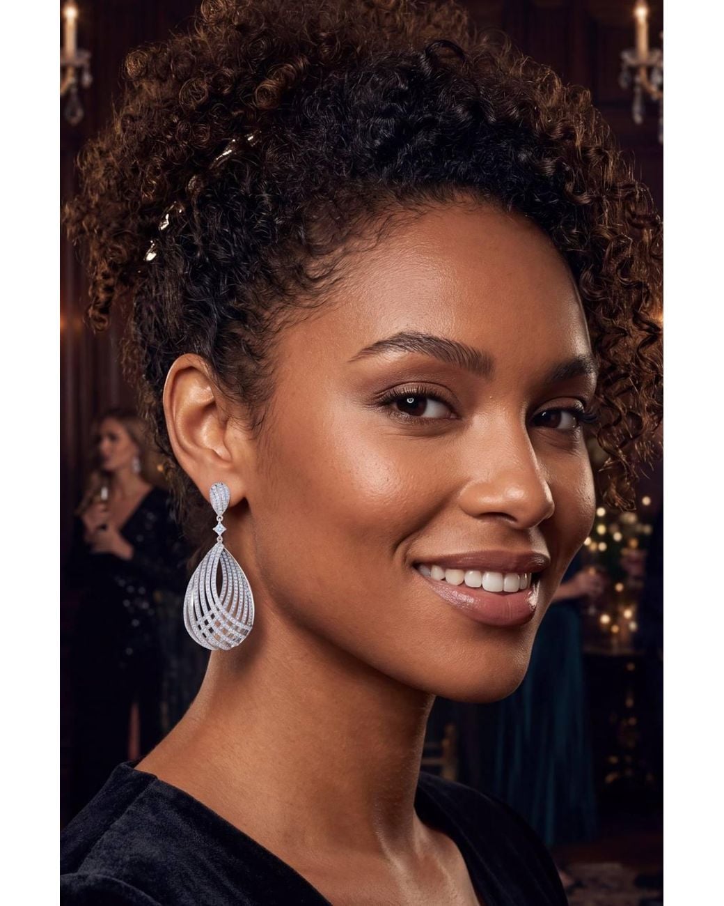 Latelita London White Vortex Teardrop Earrings Light Aquamarine