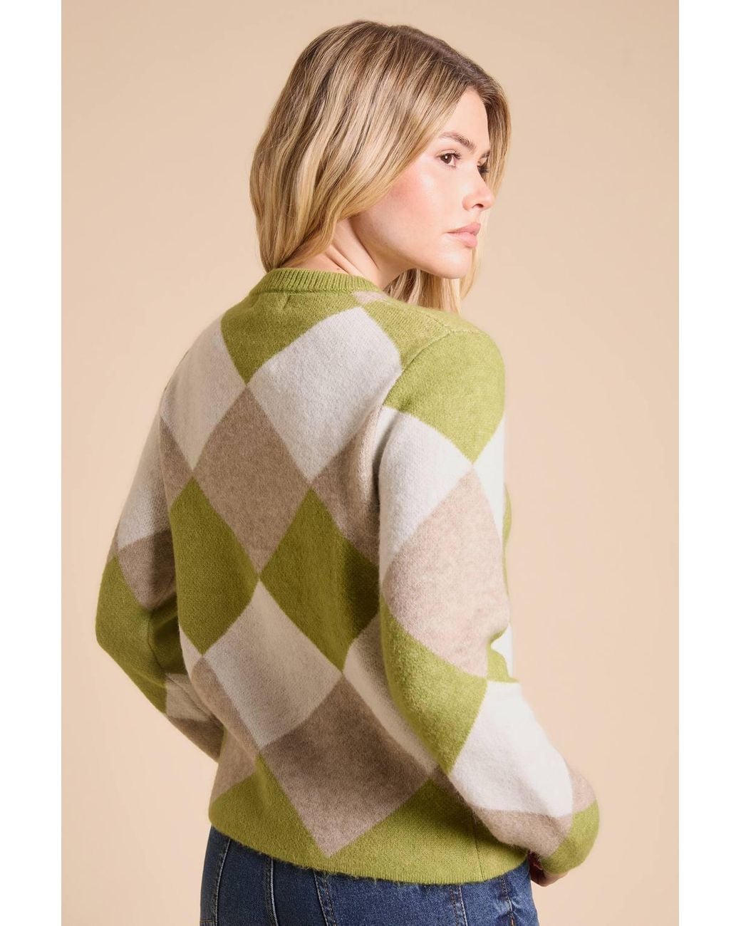 Dorothy Perkins Green Graphic Argyle Jumper