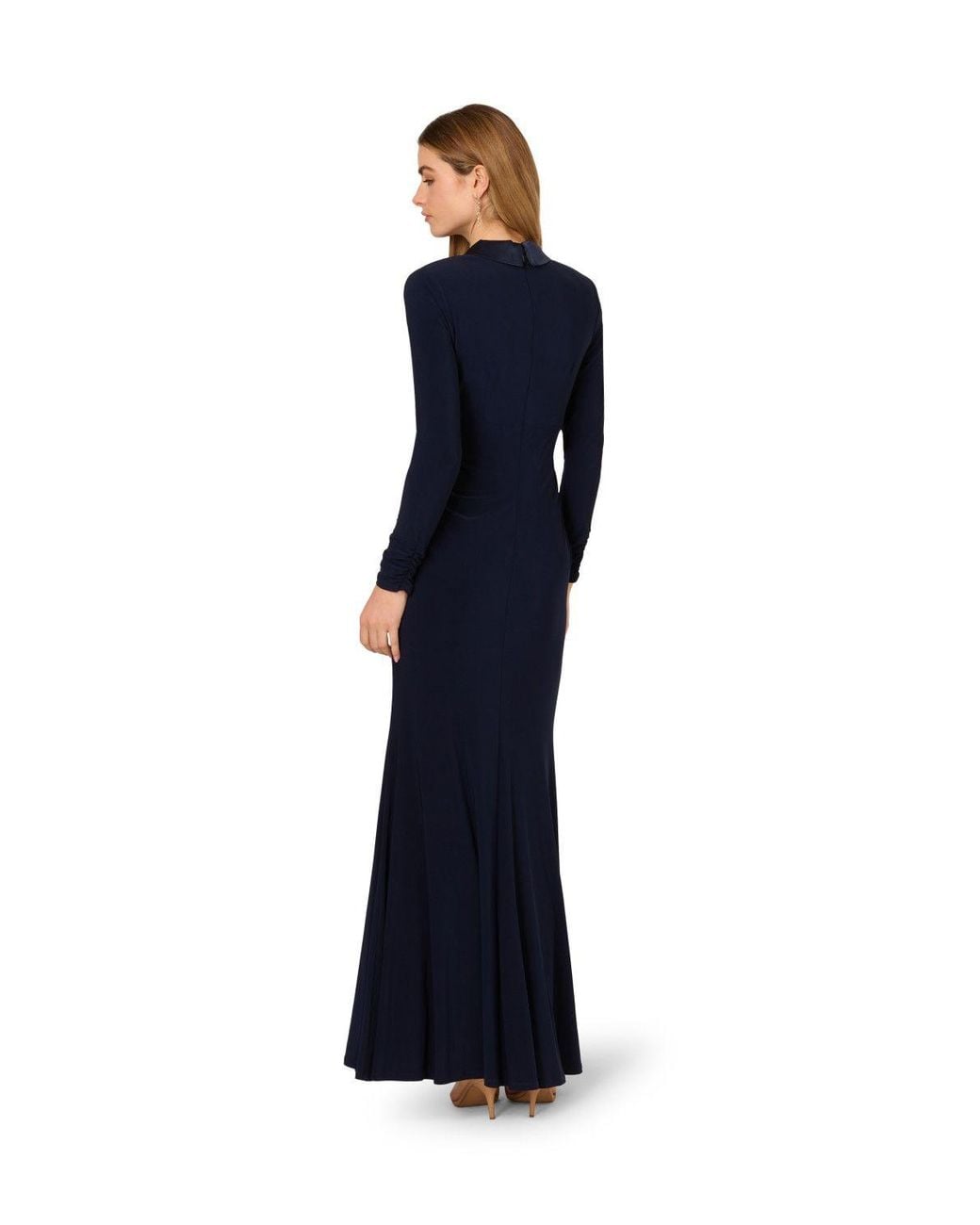 Adrianna Papell Blue Tuxedo Long Dress