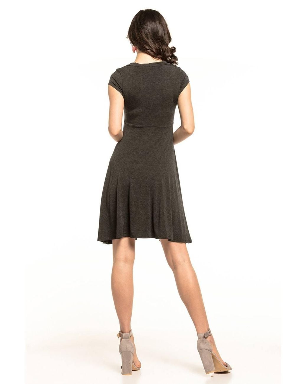 Love Lace Black Airy V Neck Short Sleeve Midi Dress