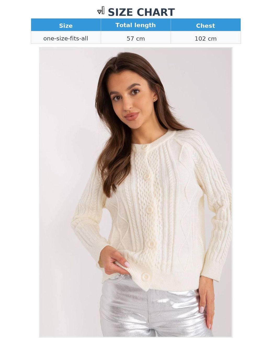 Love Lace White Variegated Button Front Cardigan Sweater