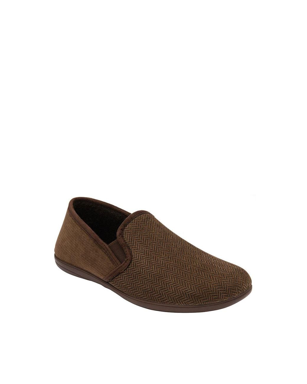 Lotus Brown 'Peter' Textile Full Slippers for men