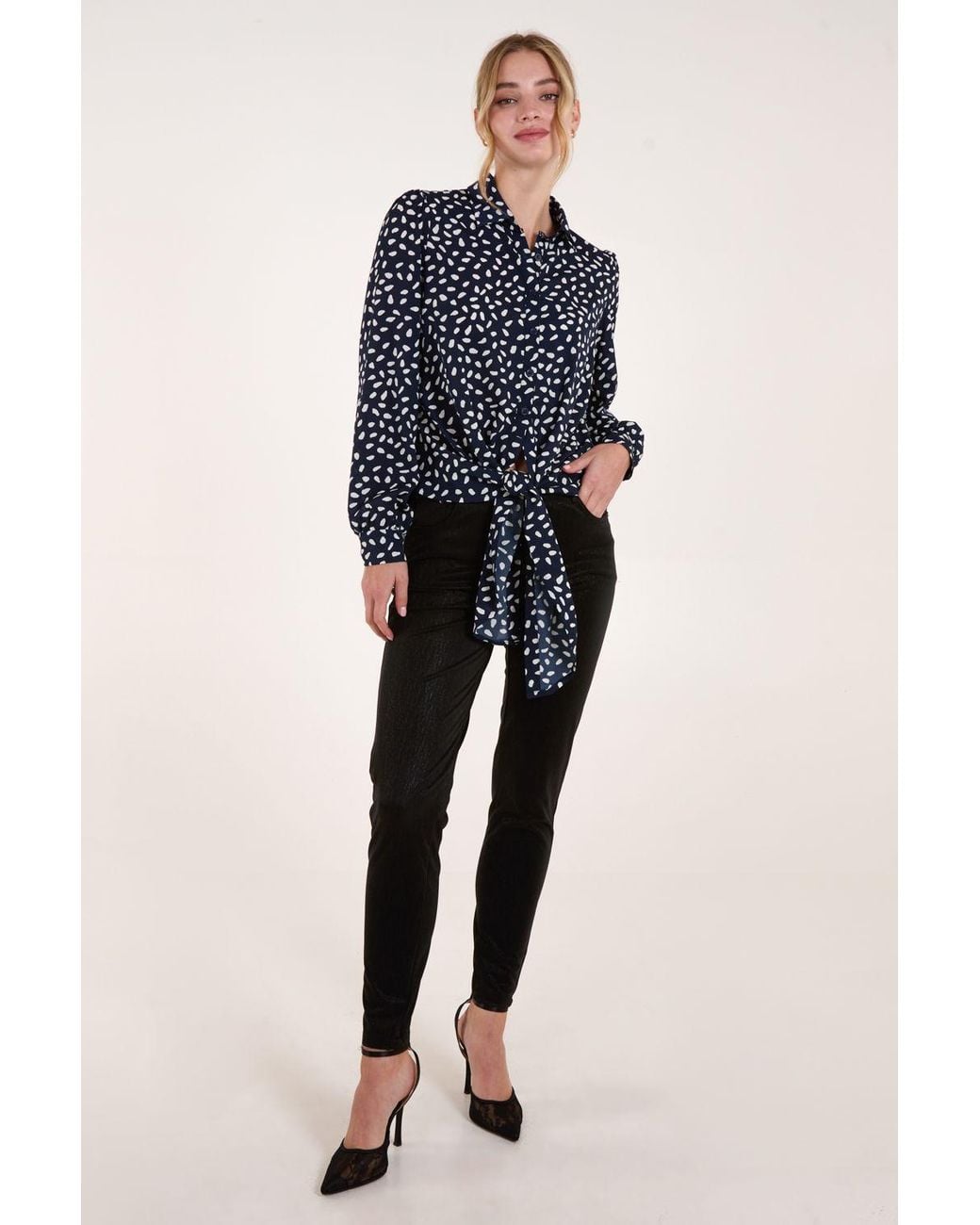 Blue Vanilla Blue Abstract Polka Dot Oversized Shirt