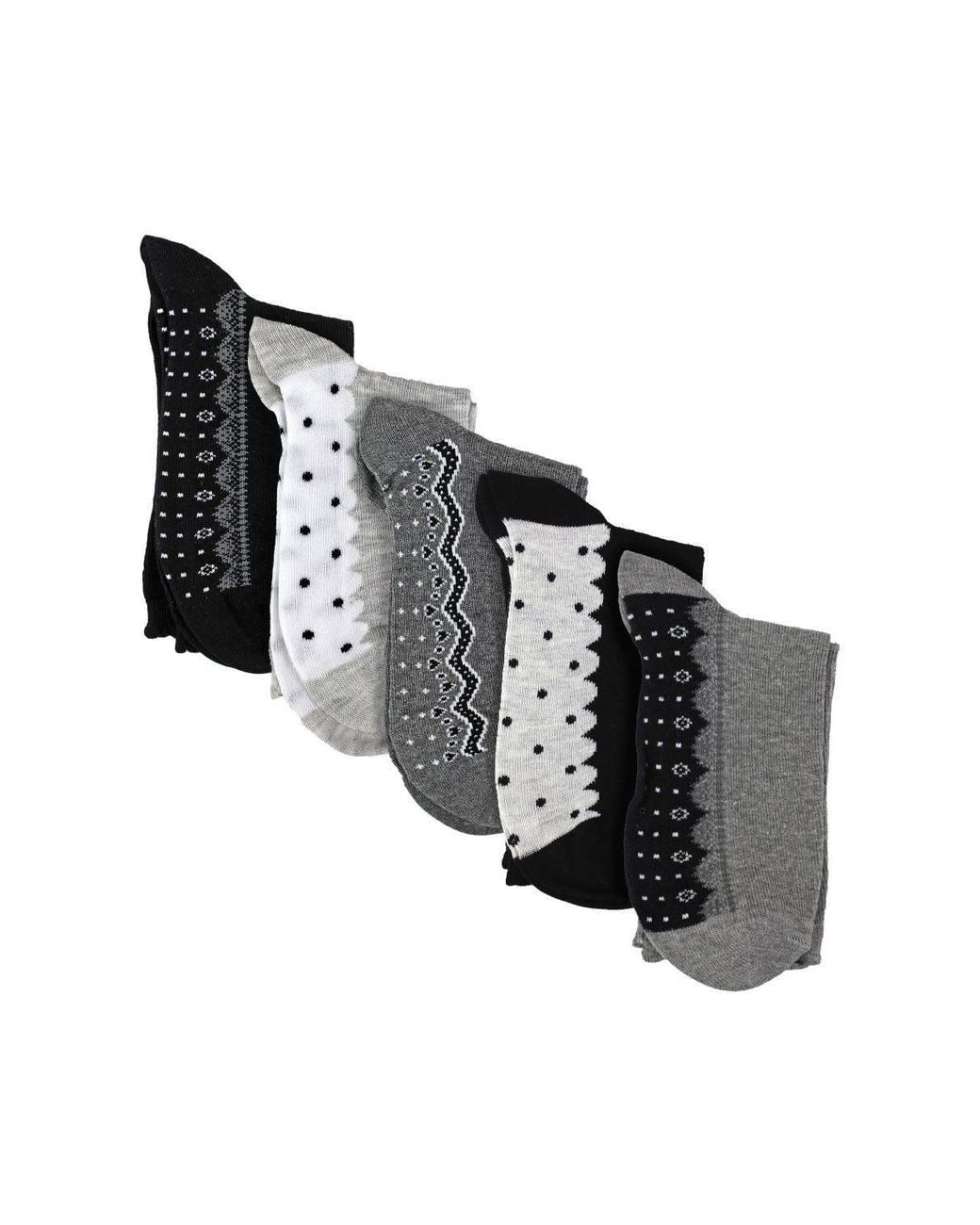 Sock Snob Black 5 Pairs Lace Effect Footbed Socks