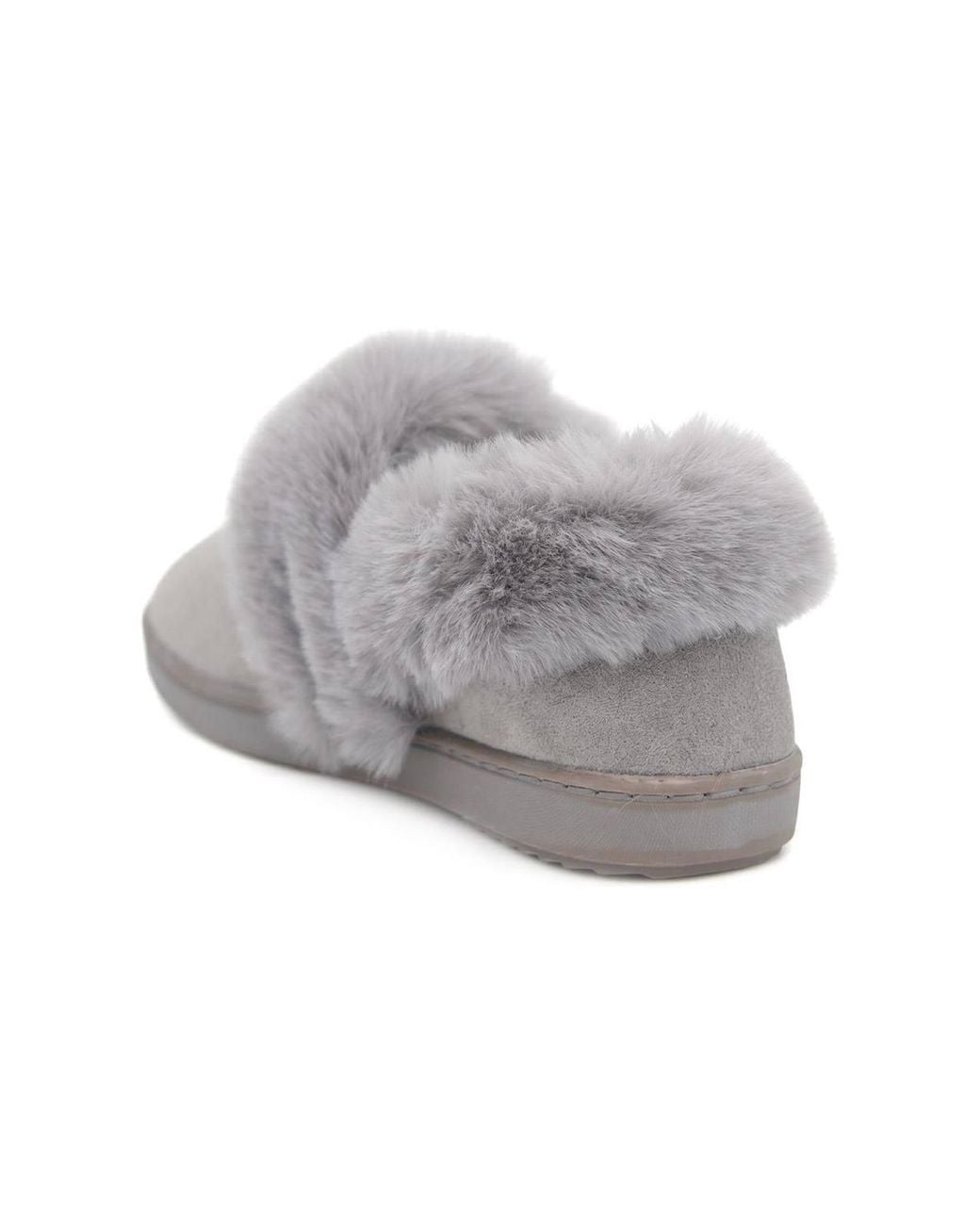 Pavers Gray Luxury Faux Fur Full Slippers