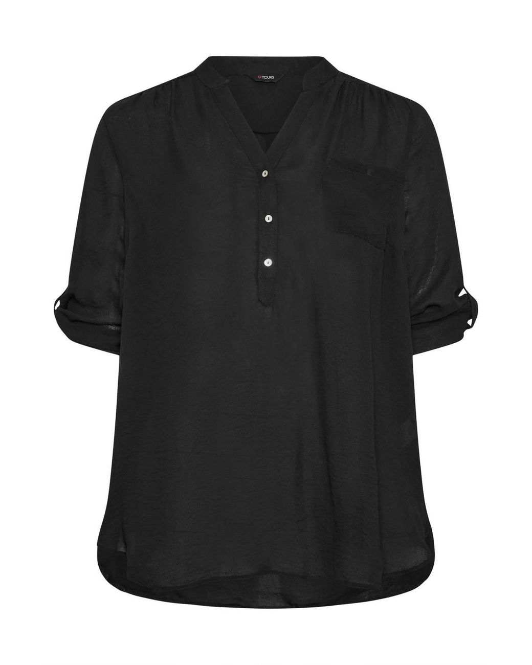 Yours Black Half Placket Shirt