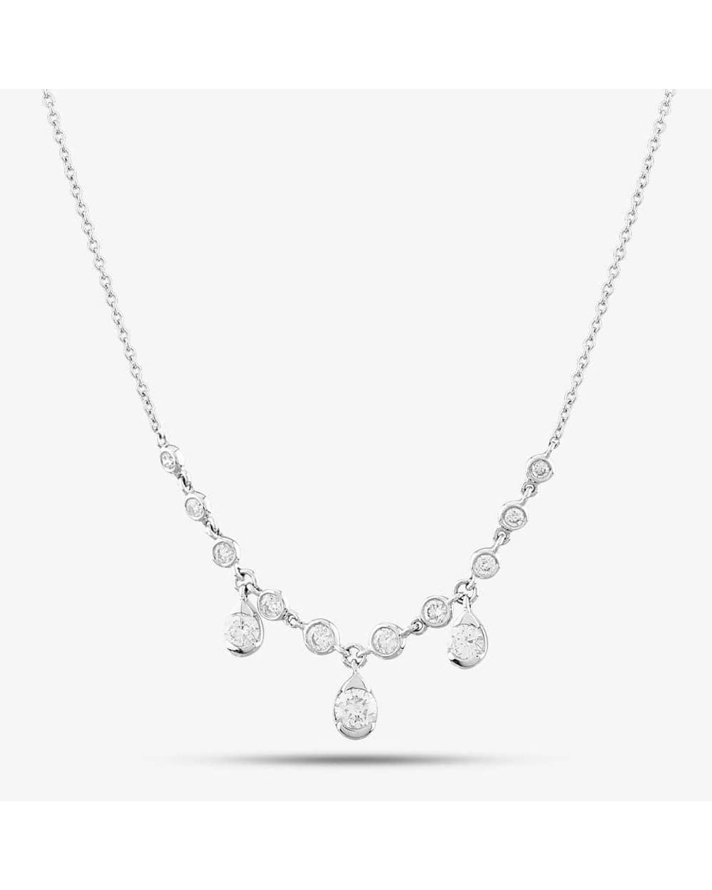 T.H.Baker Metallic 18Ct 0.52Ct Brilliant Cut Diamond Dropper Necklet Fzay 18Kw