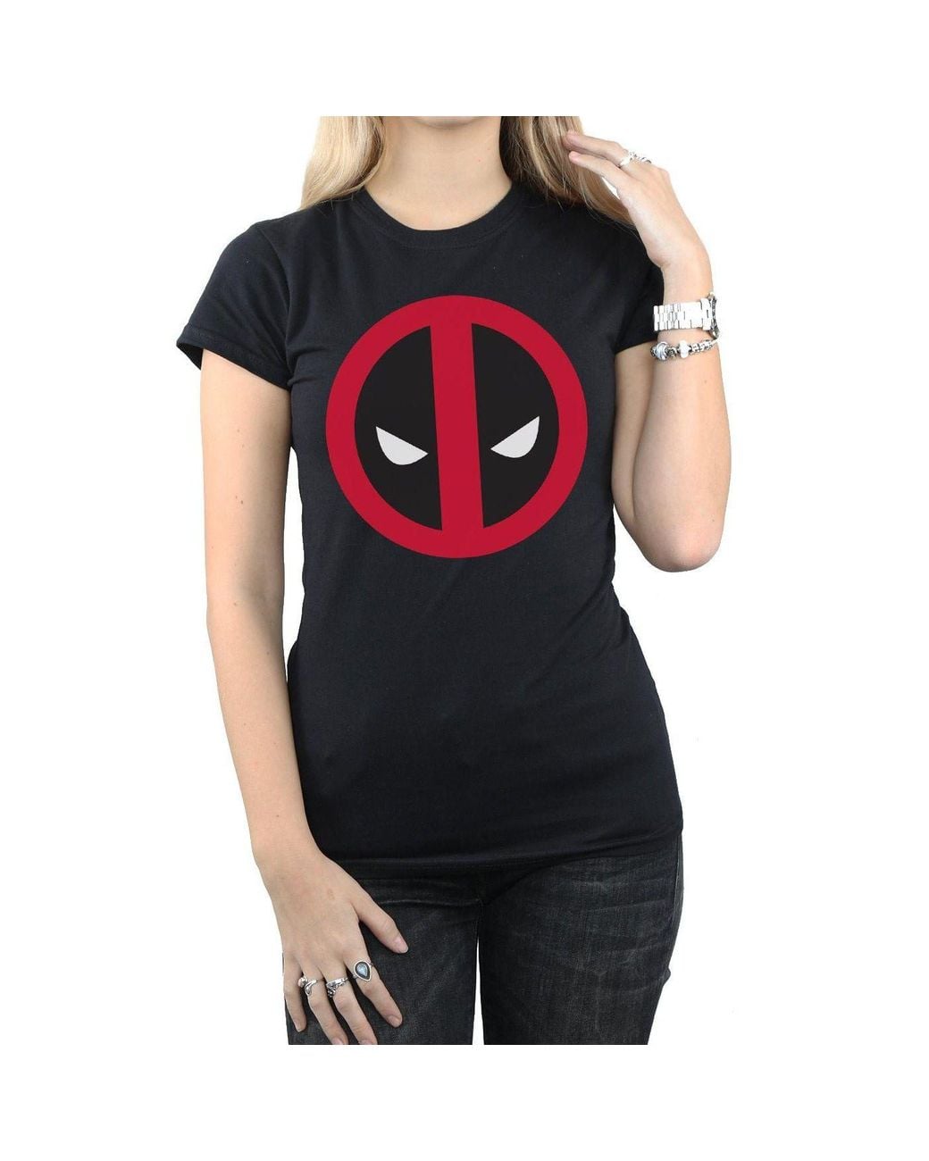 Marvel Black Deadpool Large Clean Logo Cotton T-Shirt