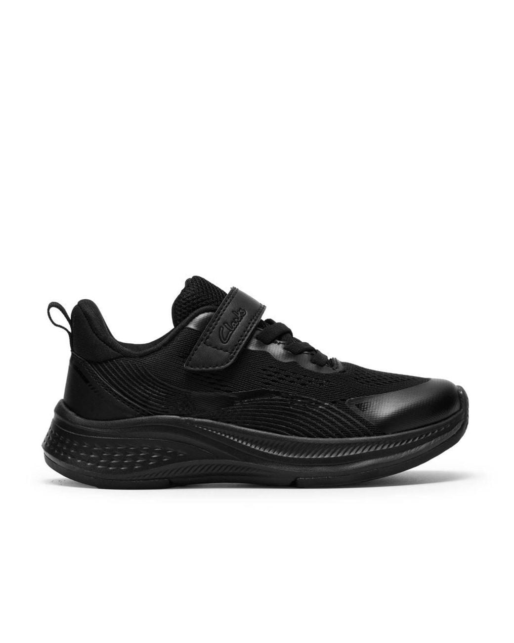 Clarks Black Lumen Hero Kid/ Trainers, Riptape, School Shoes
