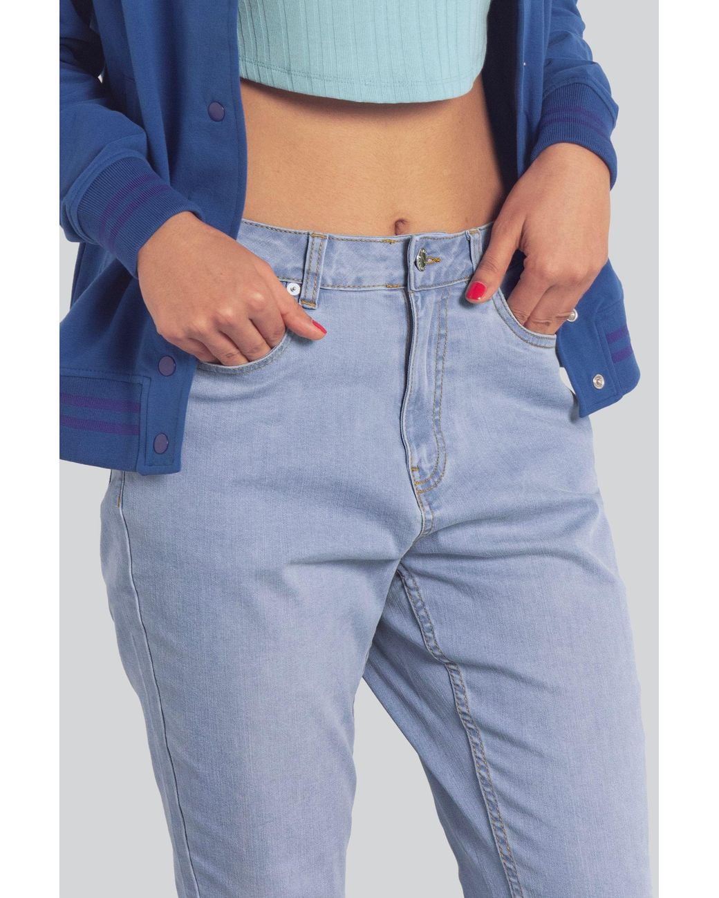 Enorsia Blue High Waisted Regular Fit Jeans
