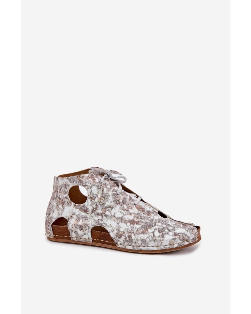 Love Lace White Everyday Comfortable Lace Up Boots With Cut-Outs