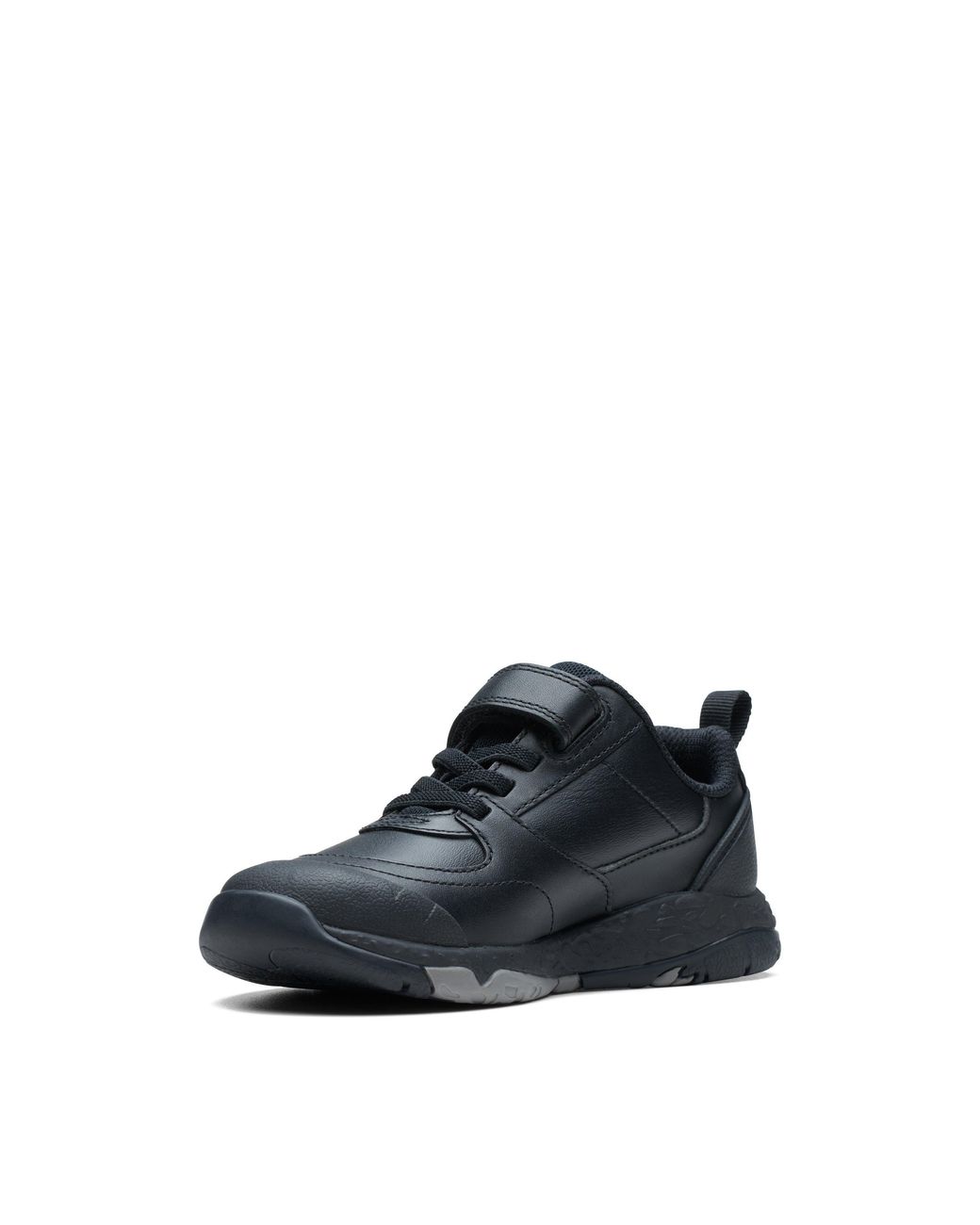 Clarks Blue Steggy Stride Kid Leather Trainers, Riptape, School Shoes