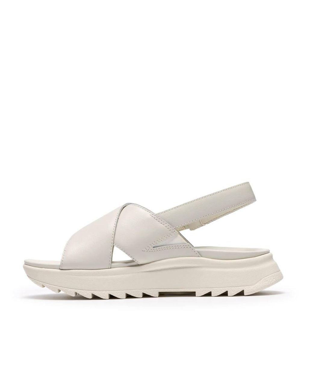 Clarks White Dashlite Wish Leather Flat Sandals