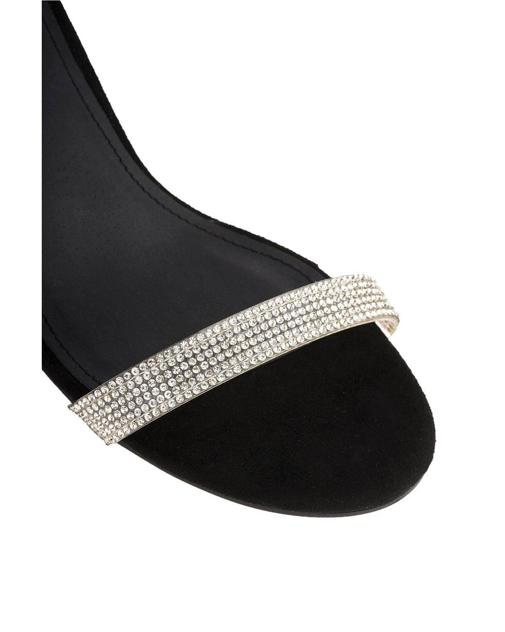 Miss Diva Natural Stella Perspex Diamante Strap Block Heel Faux Suede Sandals