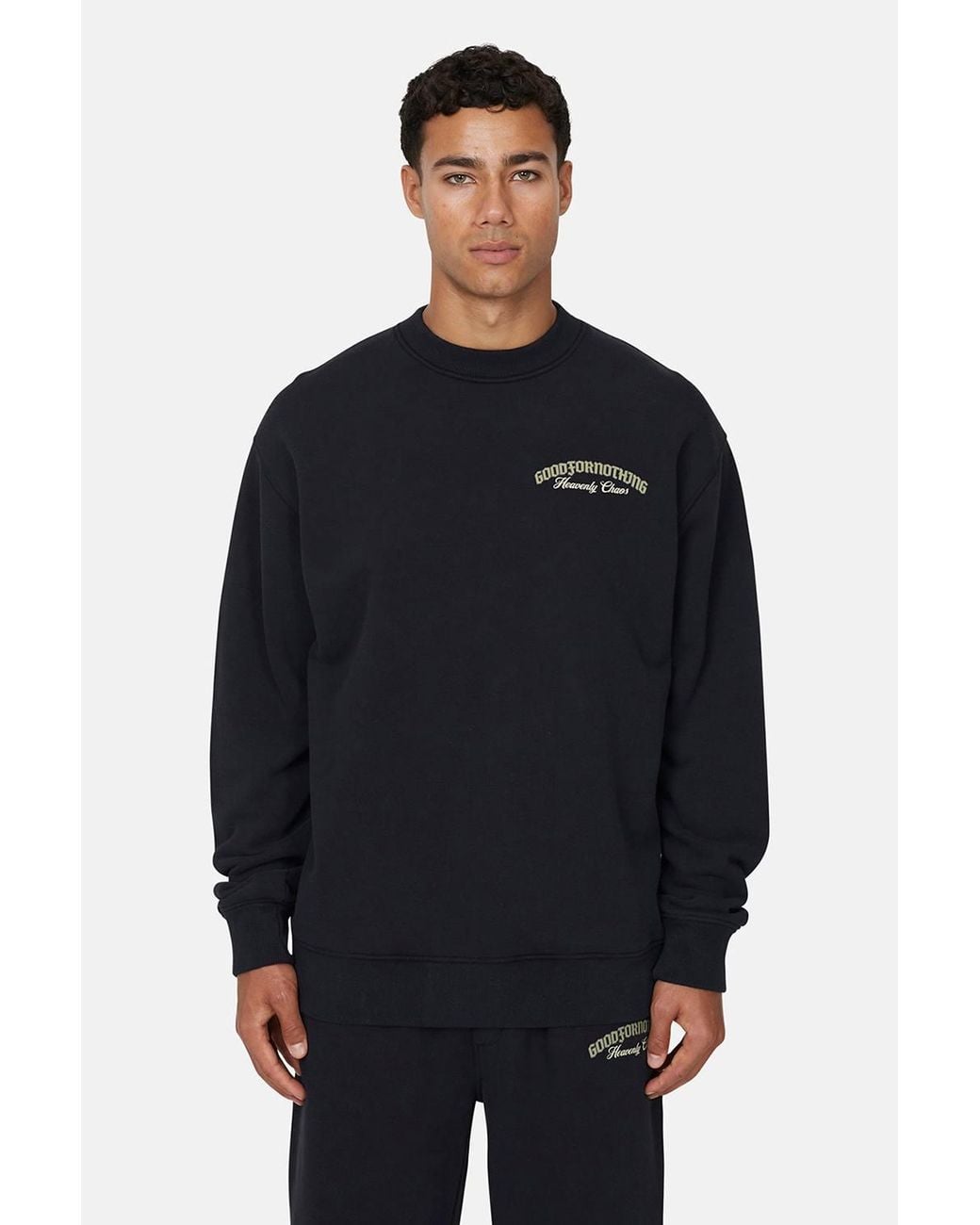 Good For Nothing Blue Graphic Back Print Crew Neck Sweatshirt for men