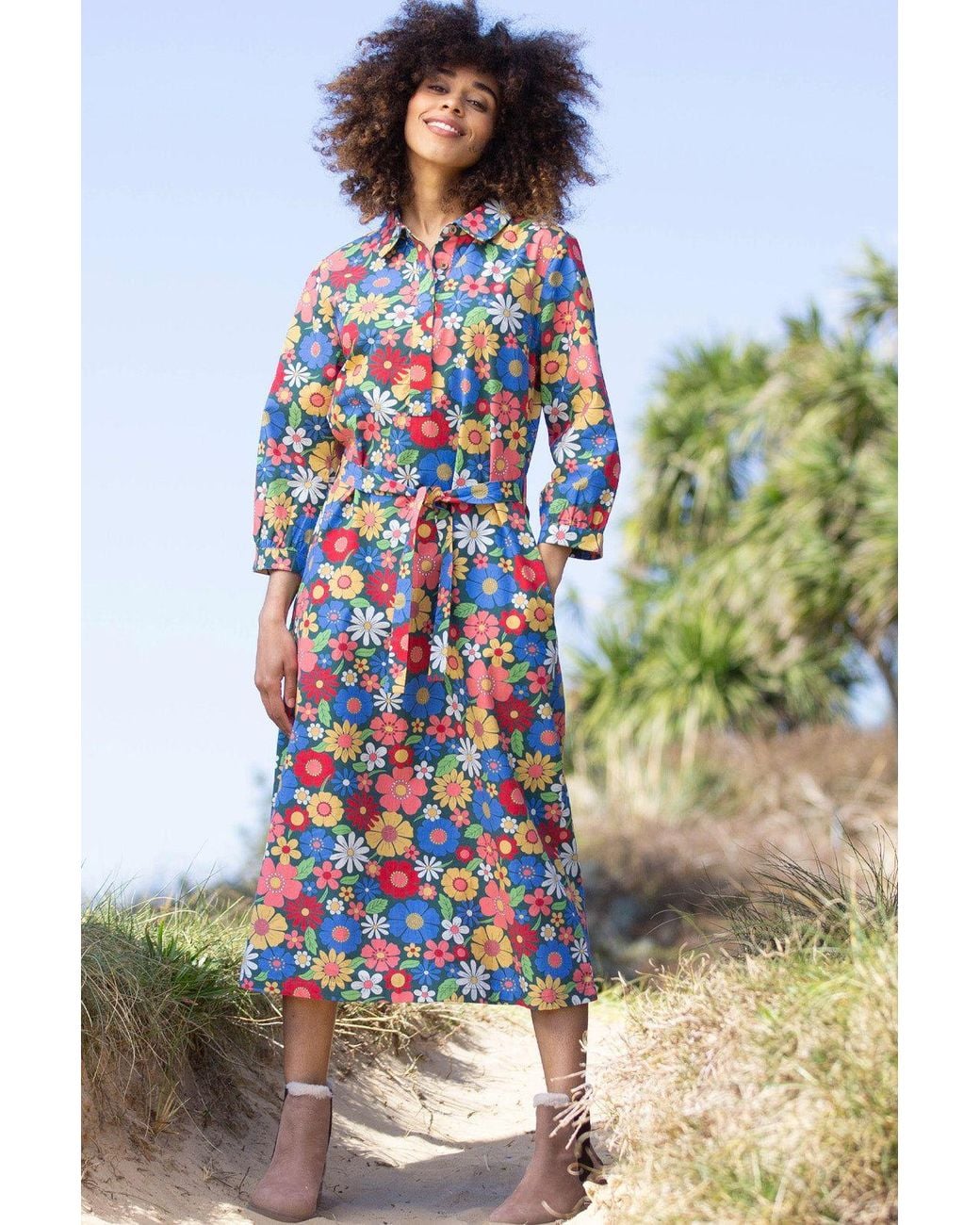 Kite Multicolor Morcombelake 3/4 Sleeve Poplin Dress
