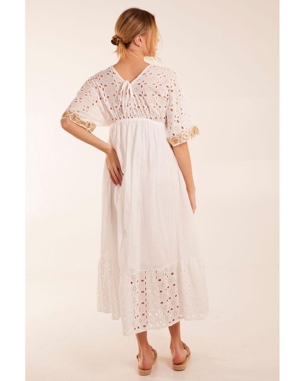 Blue Vanilla Natural V-Neck Short Sleeve Dress