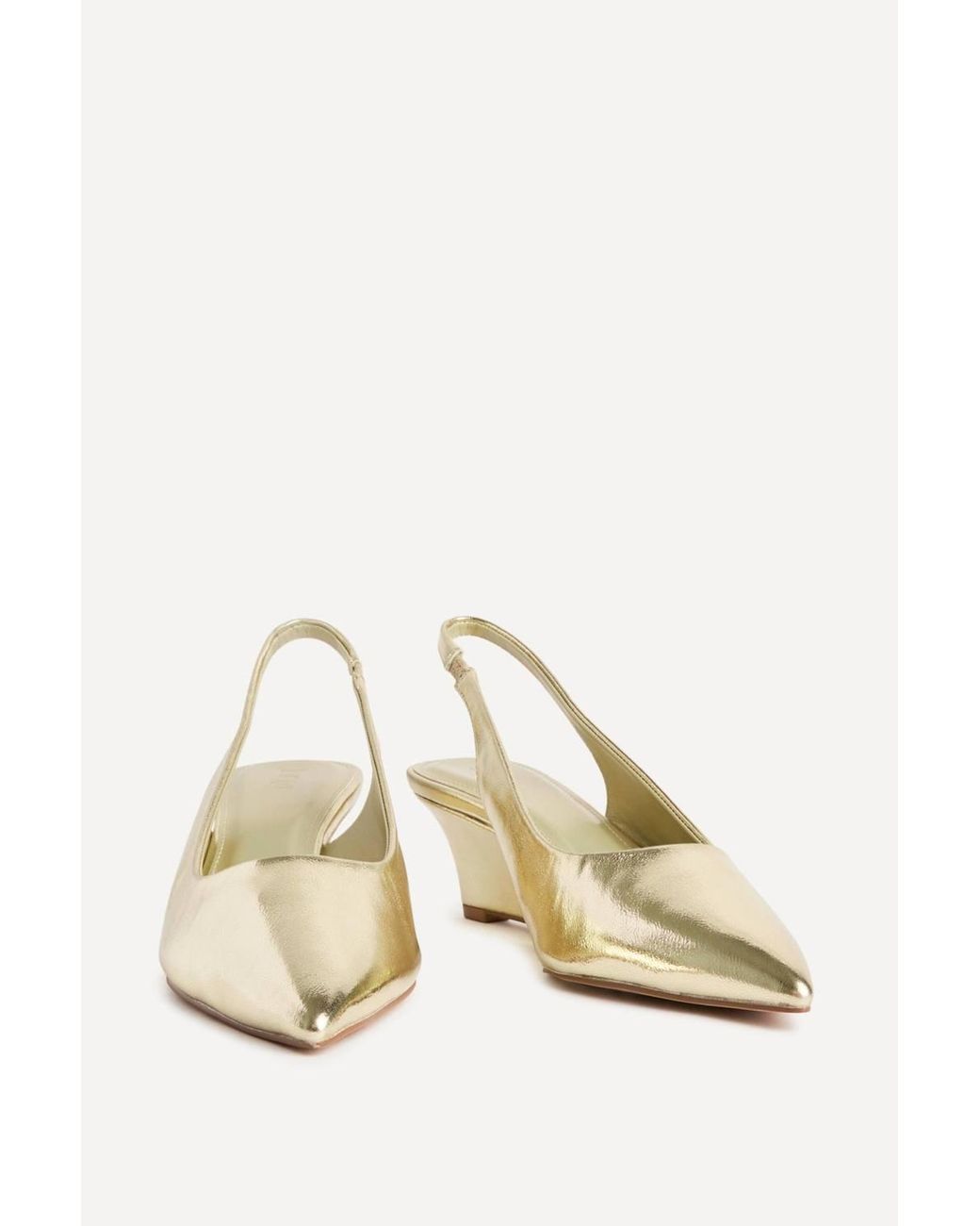 Linzi Natural Janelle Slingback Wedge Court Heels