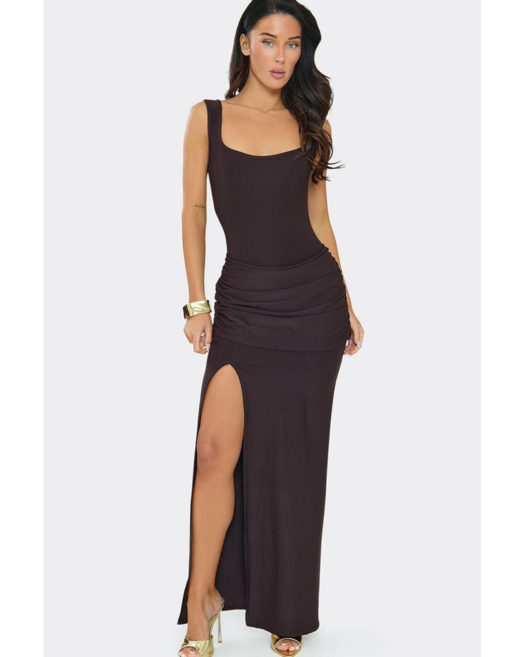 EGO Black Sleeveless Drape Maxi Dress