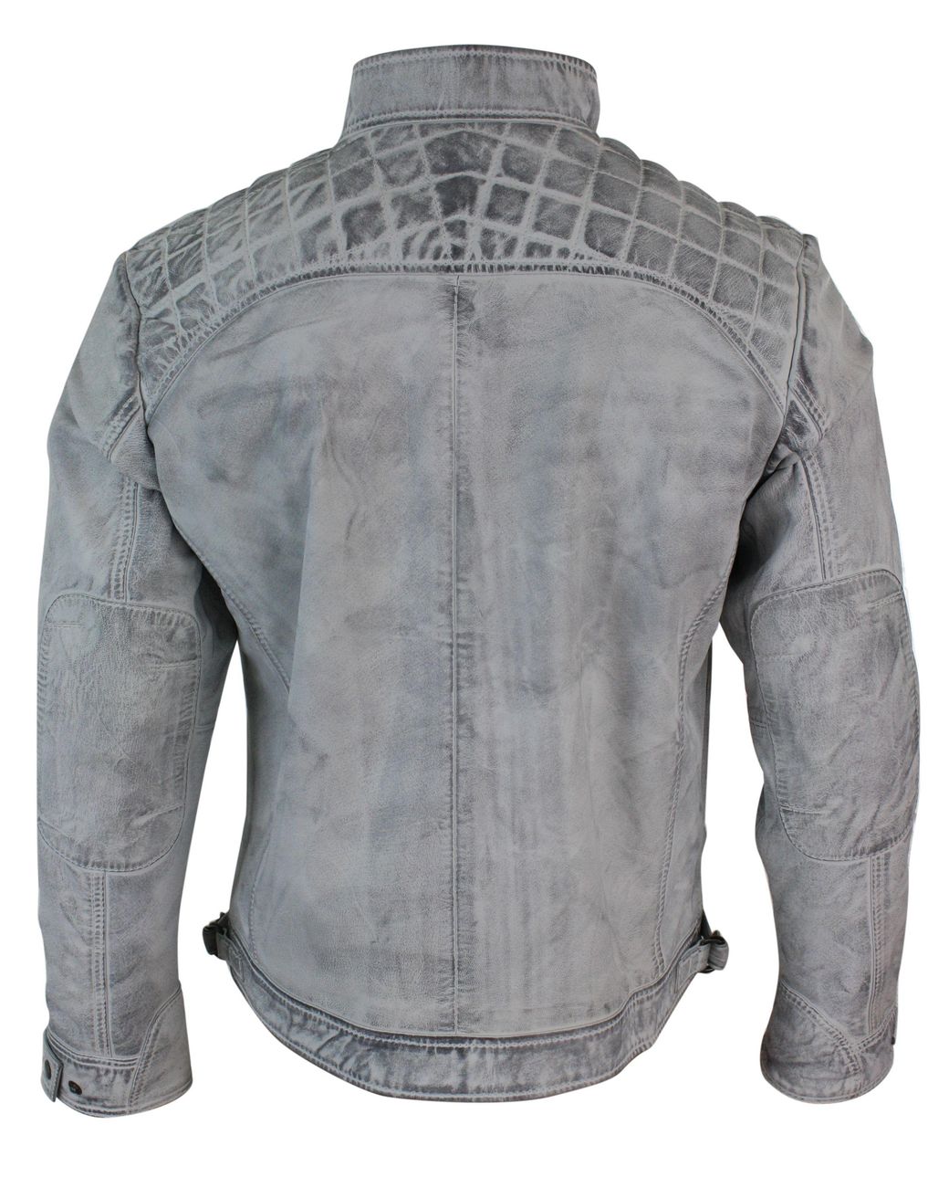TruClothing Gray Zipped Soft Leather Short Biker Jacket for men