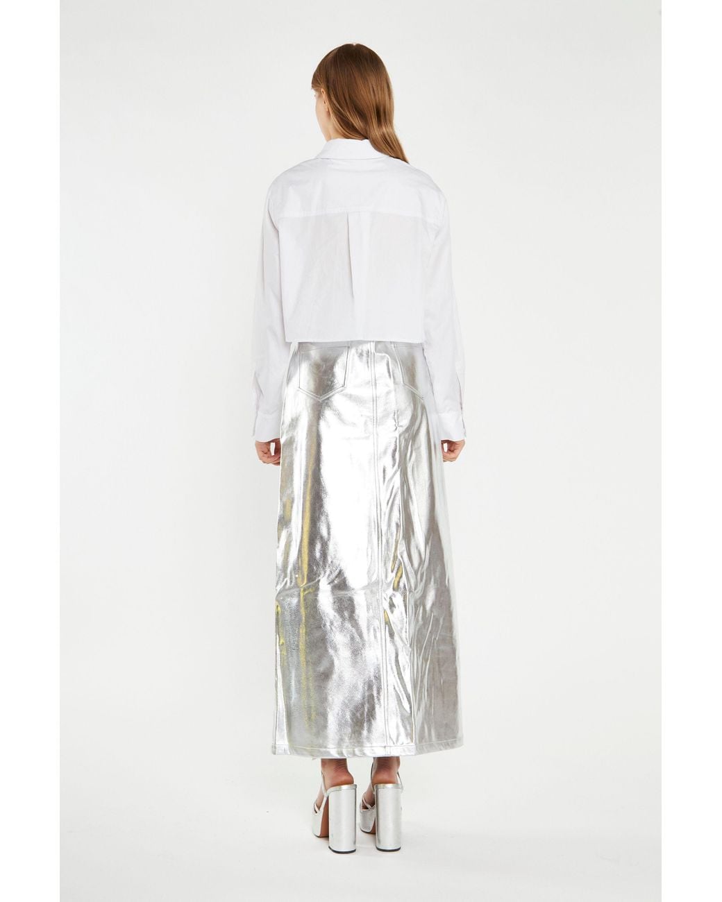 Shnoo White Straight Fit Maxi Skirt